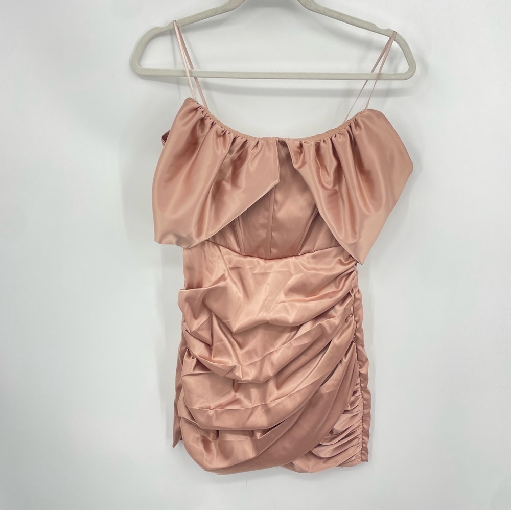 DO+BE strapless light pink mini dress draped detailing Sz M